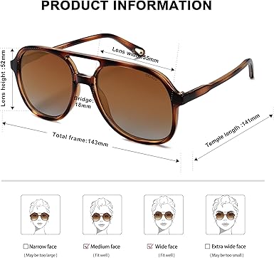 Retro Polarized Aviator Sunglasses Womens Mens Classic 70s Vintage Trendy Square Aviators