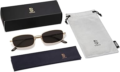 Trendy Small Y2k Rectangle Sunglasses Womens Mens, Retro Narrow Chic Thin Skinny Sunnies