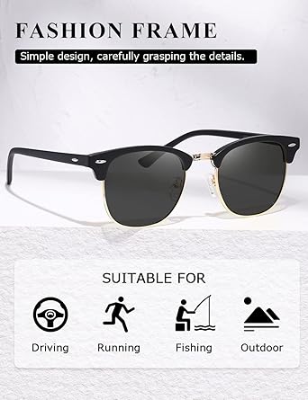 Polarized Sunglasses For Women And Men Semi Rimless Frame Retro Sun Glasses
