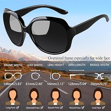 Oversized Sunglasses Womens Trendy Polarized Large Driving Sun Glasses Ladies UV Protective Big Sunnies Shades